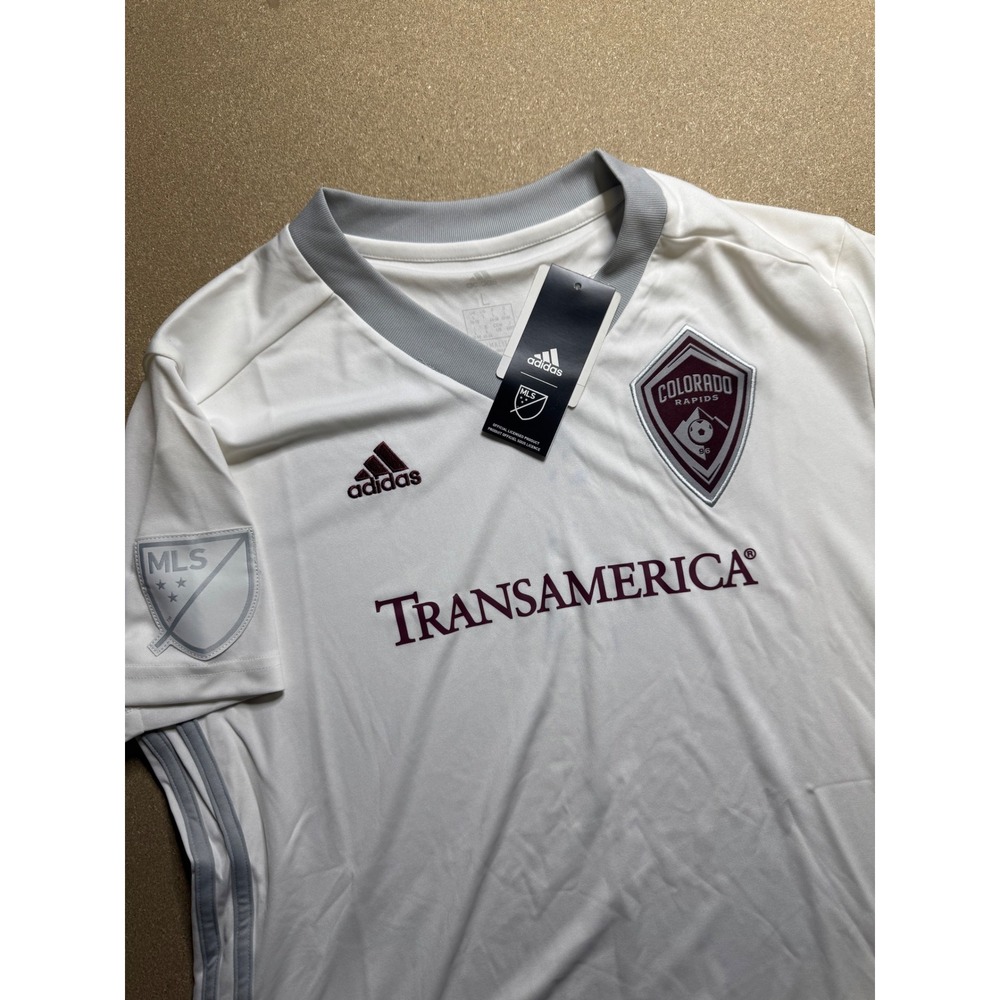 Adidas Colorado Rapids MLS‎ Soccer Jersey Transamerica White Mens Large